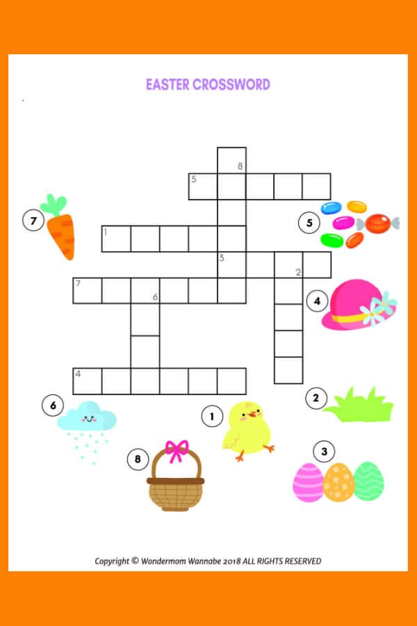 Easter crossword puzzle for kids