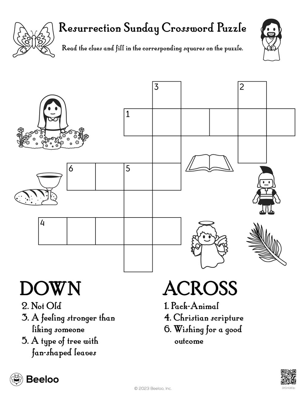 Resurrection sunday crossword puzzle â printable crafts and activities for kids