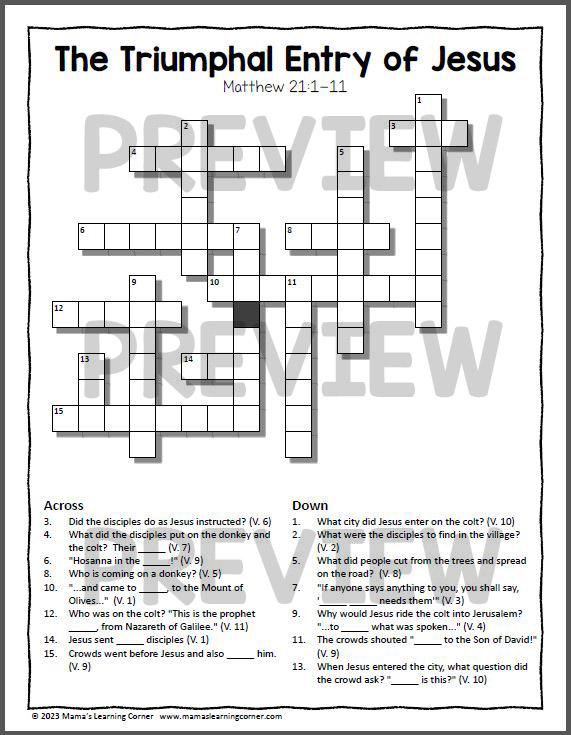 Christian easter crossword puzzles made by teachers