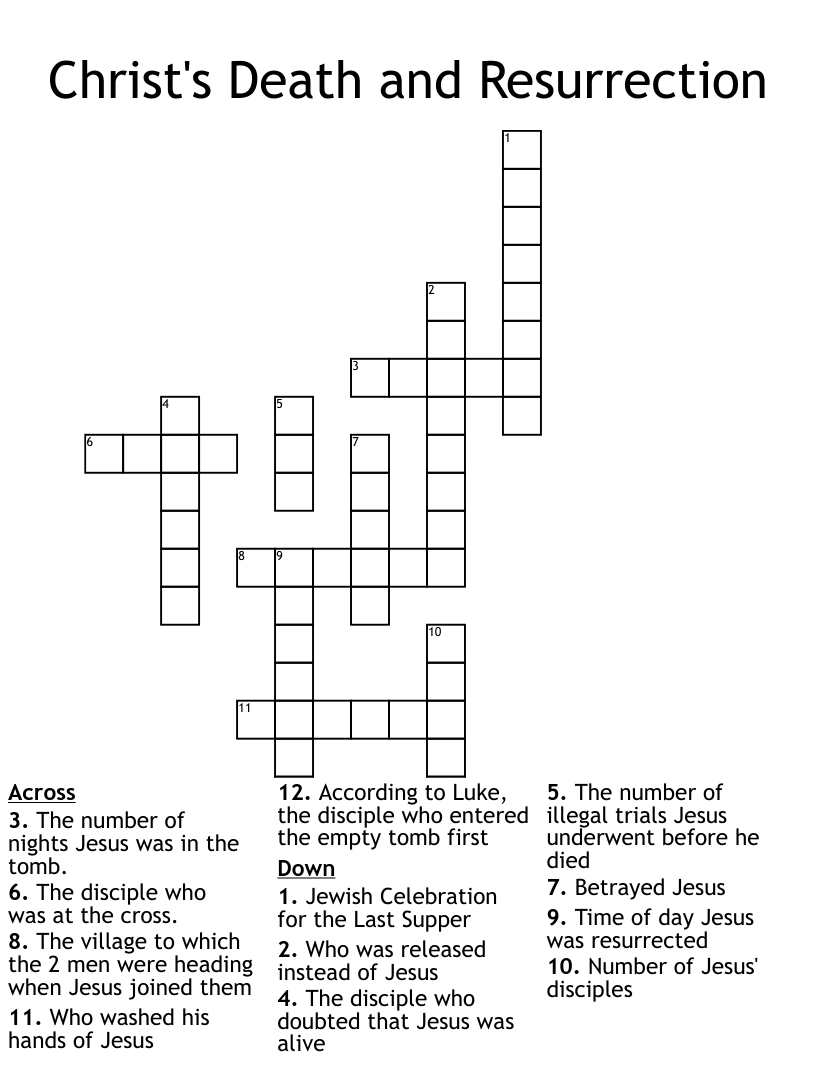 Christs death and resurrection crossword