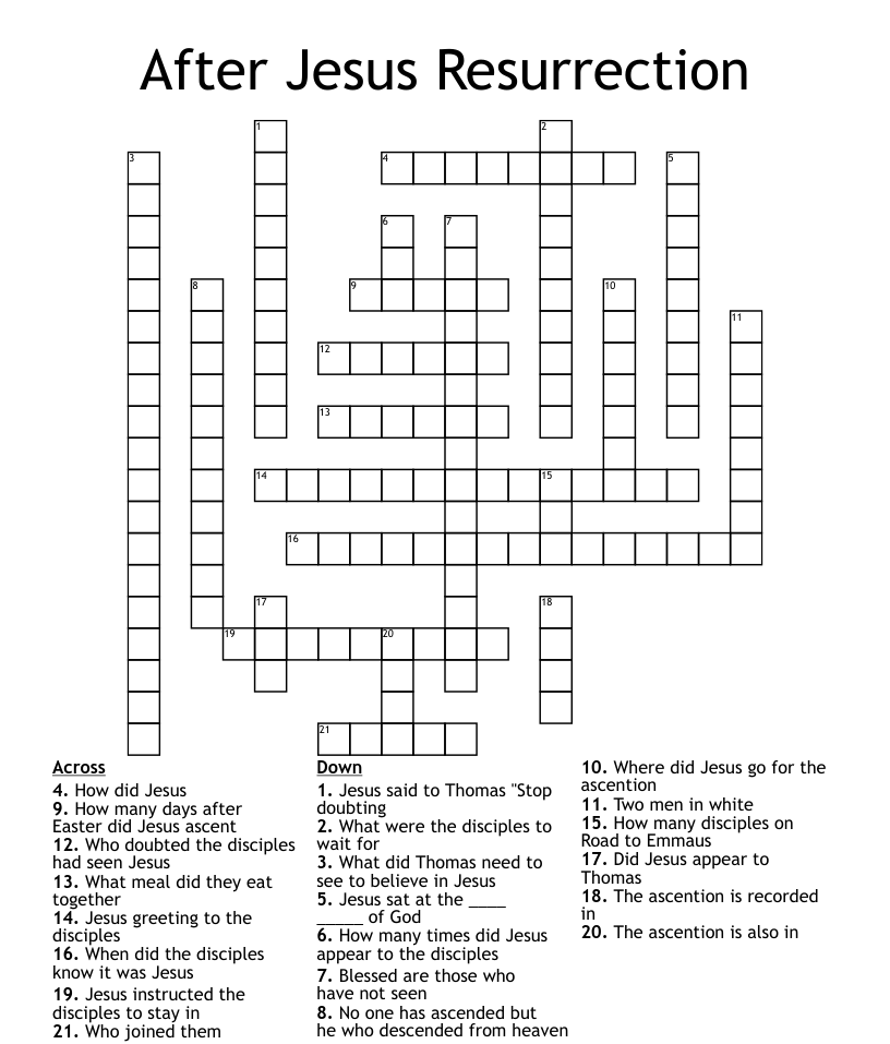 After jesus resurrection crossword