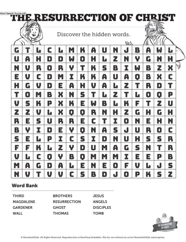 Jesus resurrection bible word search puzzles â