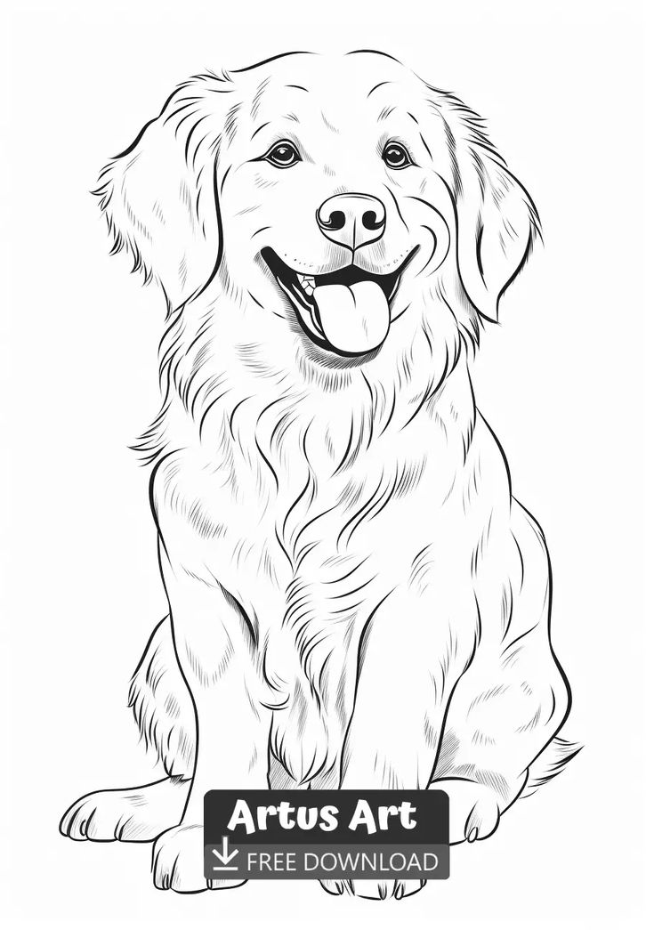 Cute golden retriever loring page dog loring book dog loring page waterlor dog