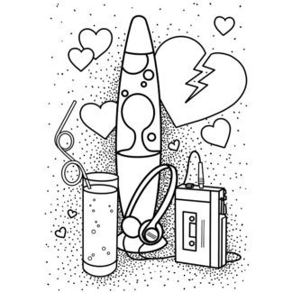Retro nostalgia free colouring pages