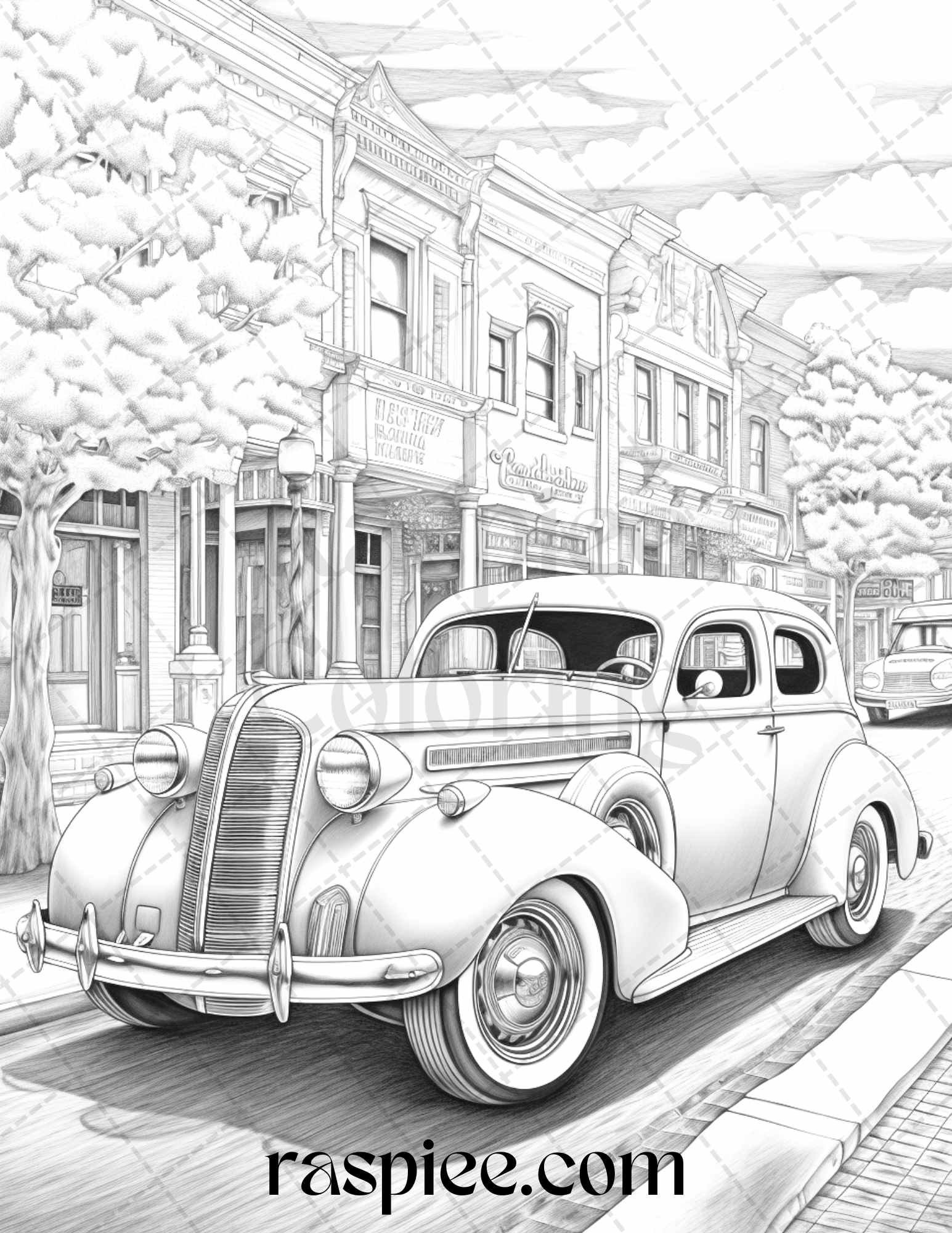 Vintage cars grayscale coloring pages printable for adults pdf fil â coloring