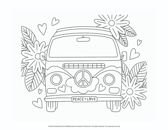 Retro artwork coloring worksheet