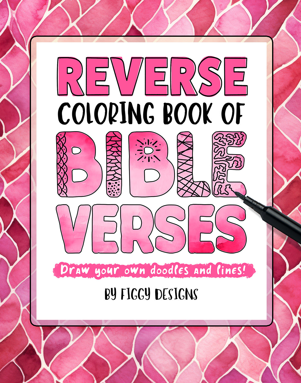 Reverse coloring book of bible verses