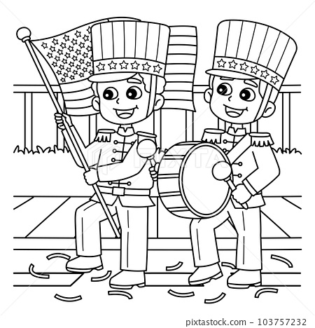 Th of july parade coloring page for kids