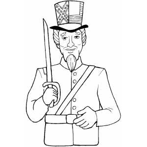 Uncle sam with sword coloring page