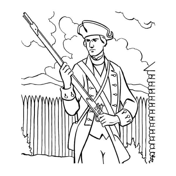 Russian soldier with a gun coloring page