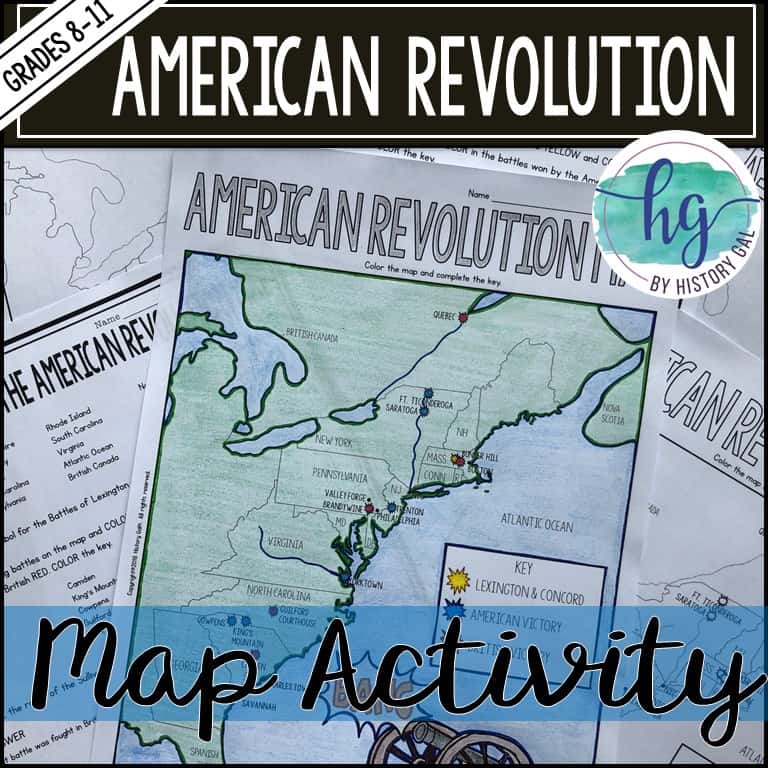 American revolution map activity