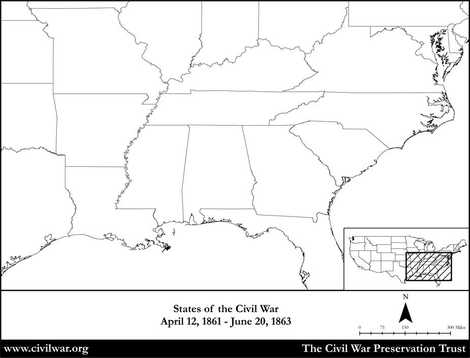 Blank map civil war states