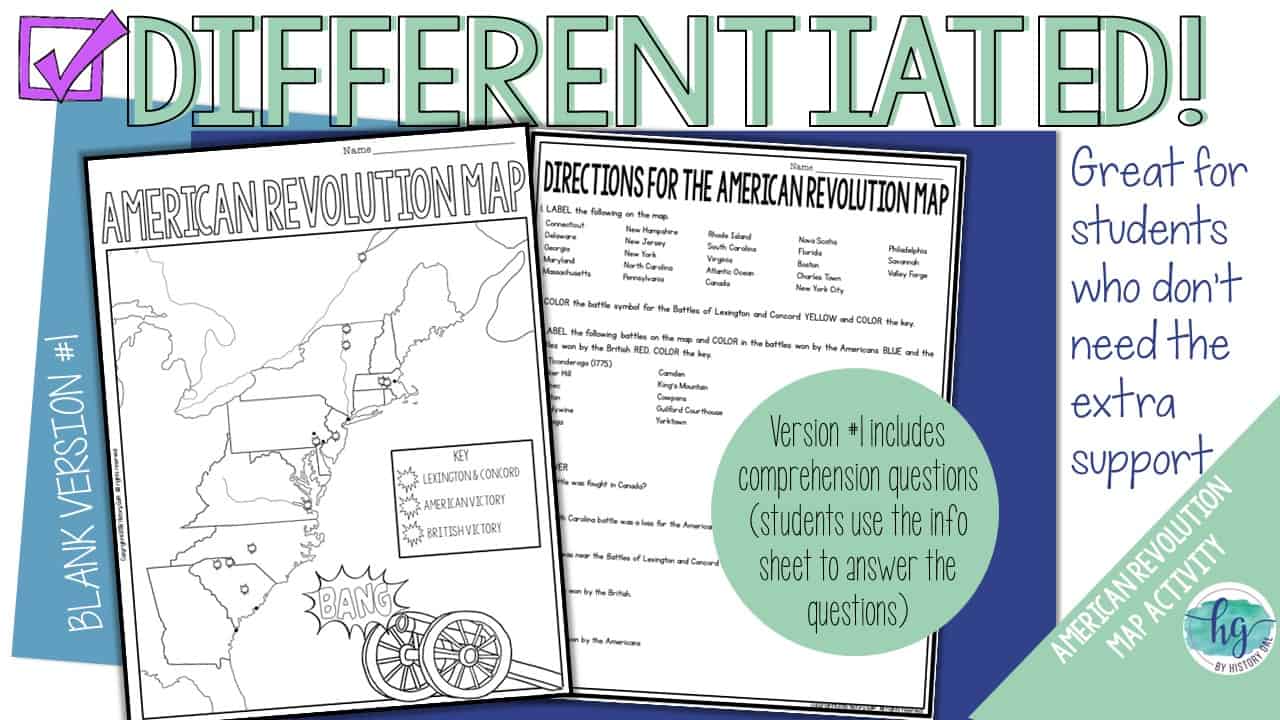 American revolution map activity