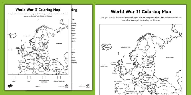 Ww countries map coloring activity usa
