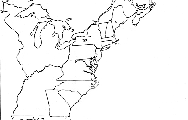 Colonies blank map