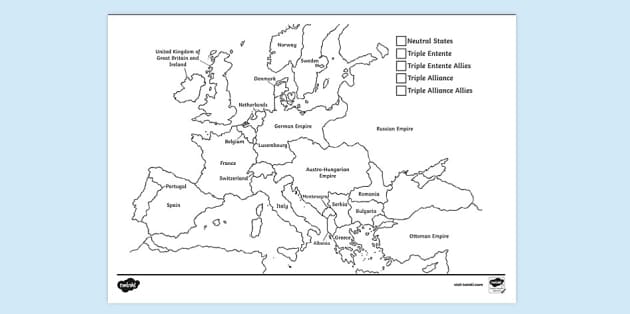 Wwi alliances map colouring colouring sheets