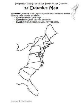 Early battles revolutionary war printable and map activity by wise guys