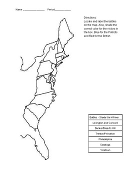 Revolutionary war battle mapping by courtney polak tpt