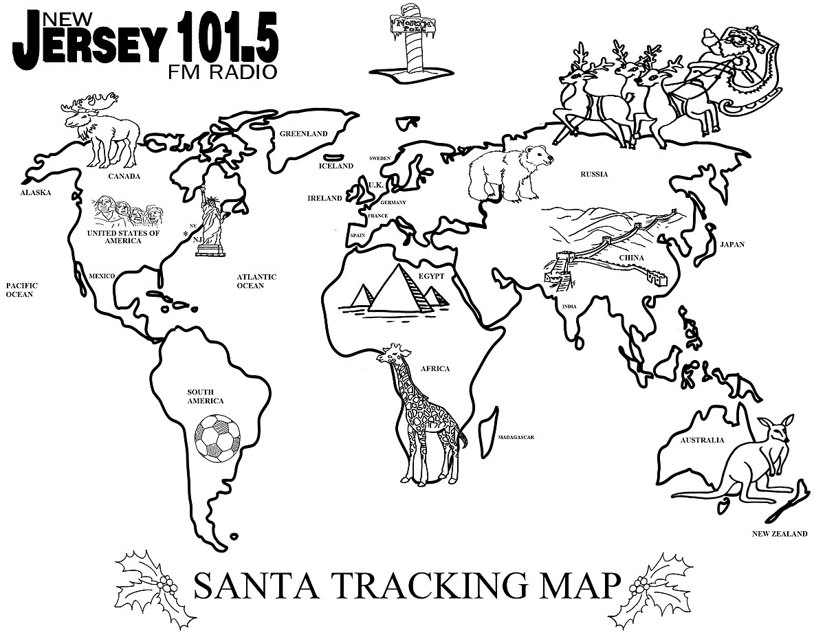 Kids print out your santa tracking coloring map here