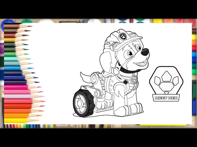 Coloring rex fro paw patrol fun diy coloring page for kids