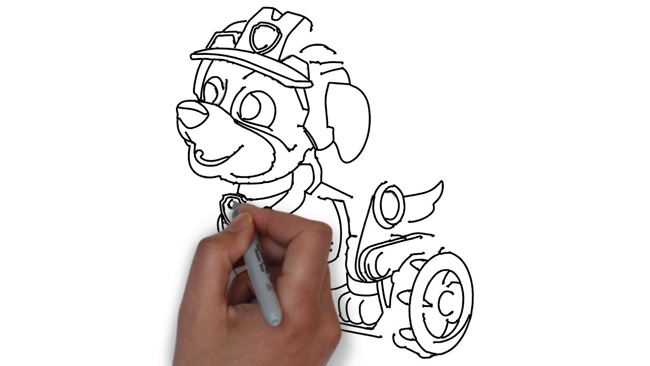 How to draw paw patrol dino rescue rex step by step video tutorial