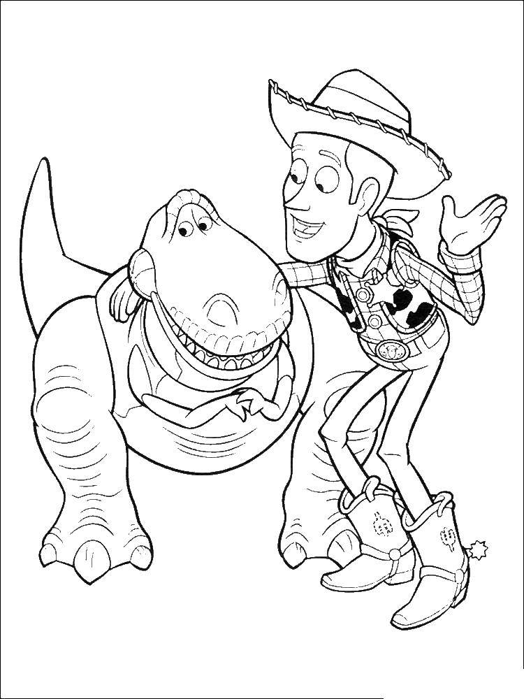 Online coloring pages rex coloring woody with dinosaurs rex toy story
