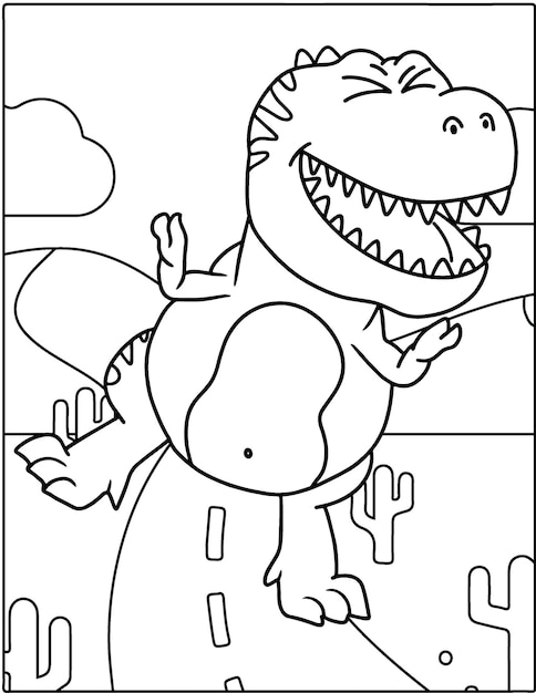Premium vector funny cartoon dinosaur coloring pages