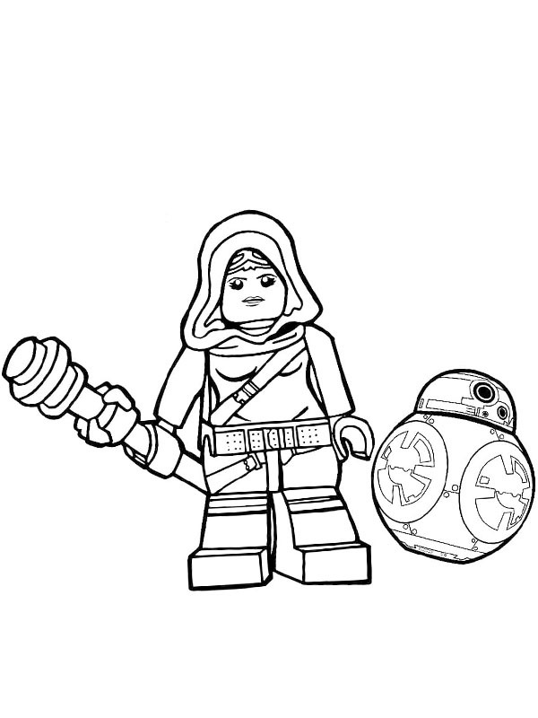 Rey and robot bb coloring page