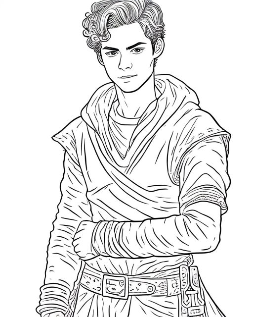 Line art curly hair