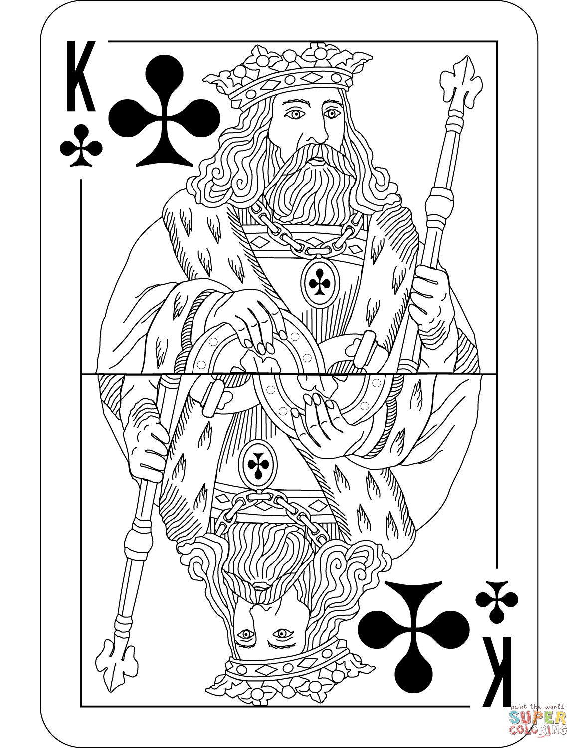 Dibujo de rey de trãboles charlemagne baraja satinada para colorear dibujos para colorear imprimir gratis