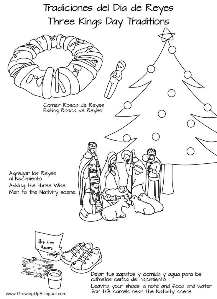 Dãa de reyes traditions coloring pages â free printable kings day christmas in spain dia de reyes