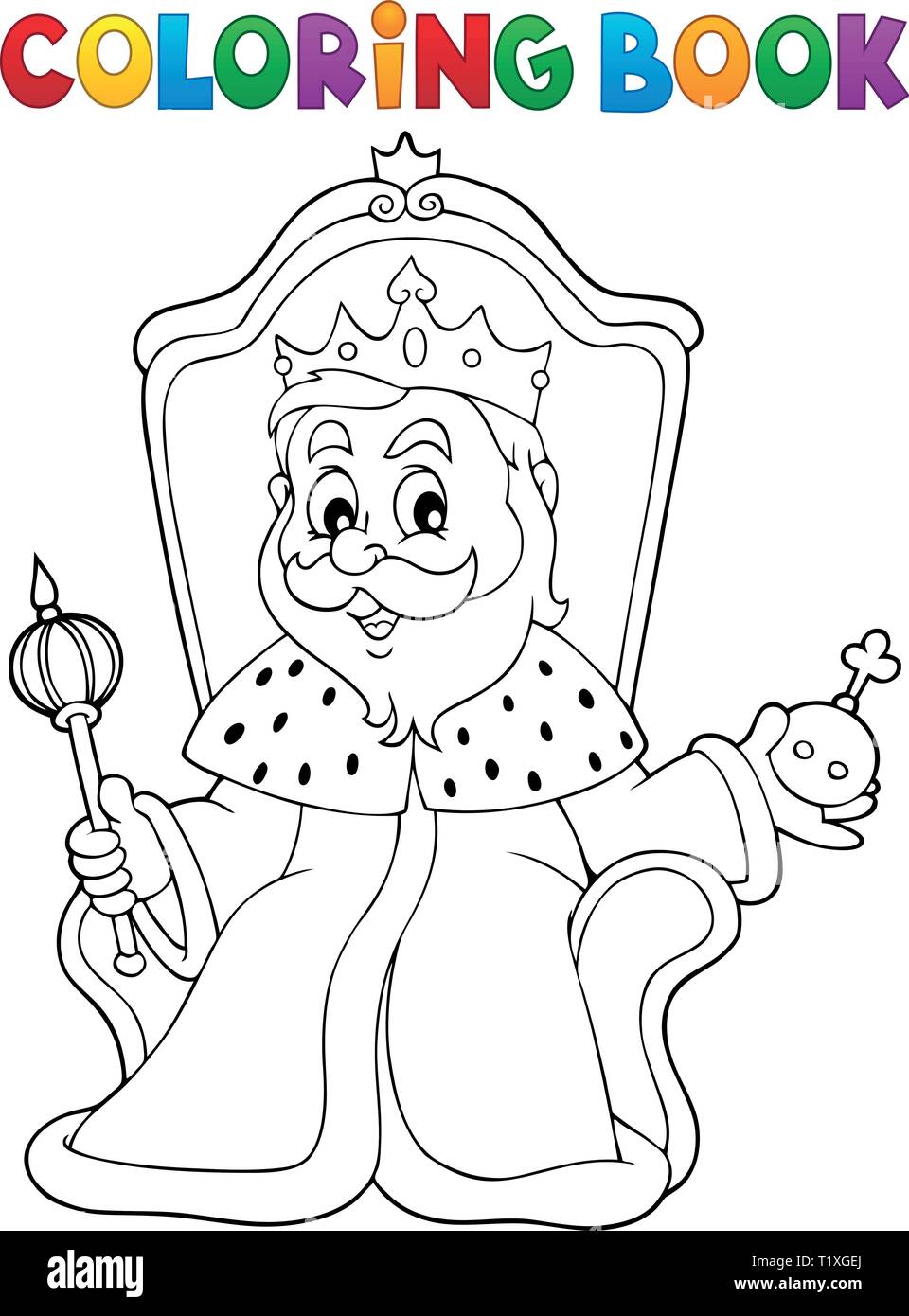 Coloring book king on throne theme