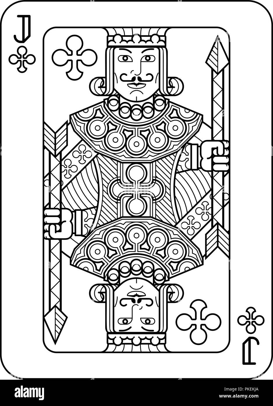 Naipe jota de trãbol en blanco y negro imagen vector de stock
