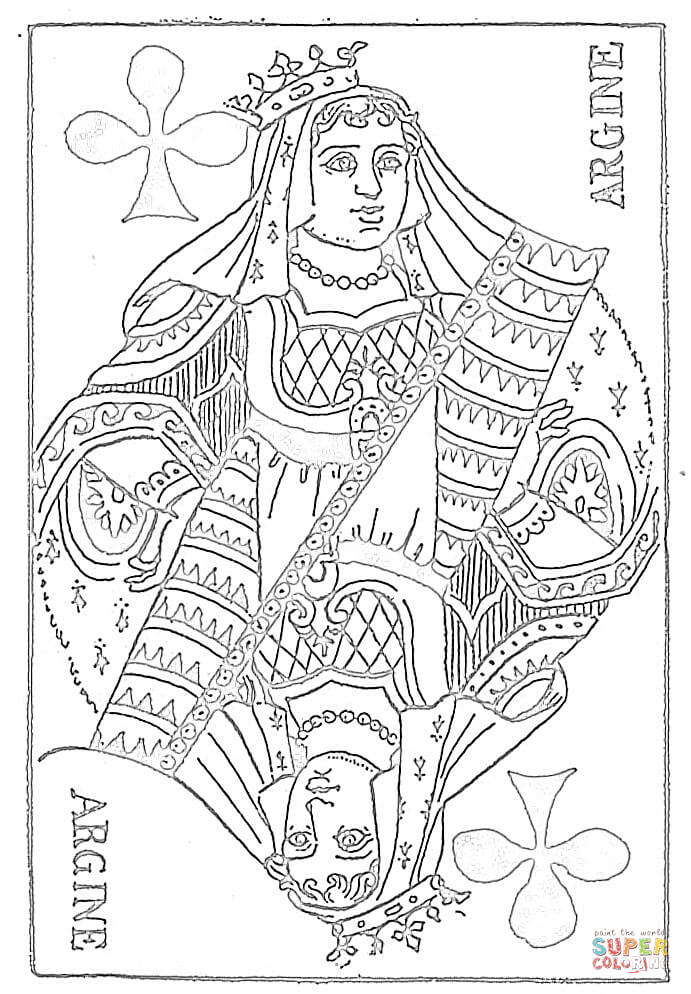 Dibujo de naipe del tarot reina de trãboles para colorear dibujos para colorear imprimir gratis