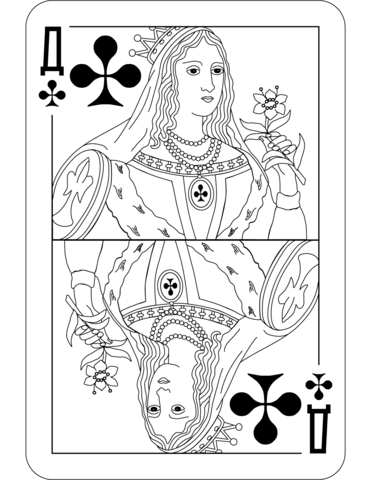 Dibujo de baraja reina de trãboles charlemagne satãn para colorear dibujos para colorear imprimir gratis