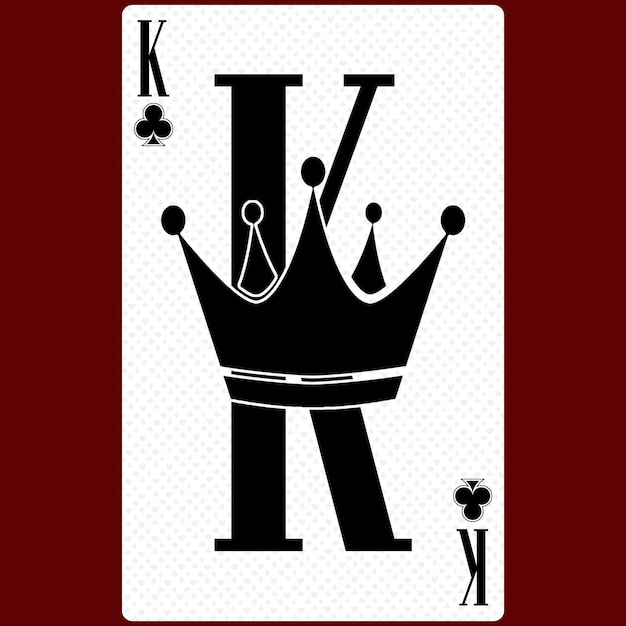 Juego de naip rey palo de trãbol diseão moderno en blanco y negro tamaão tãndar pãquer pãquer casino d render d ilustraciãn foto premium