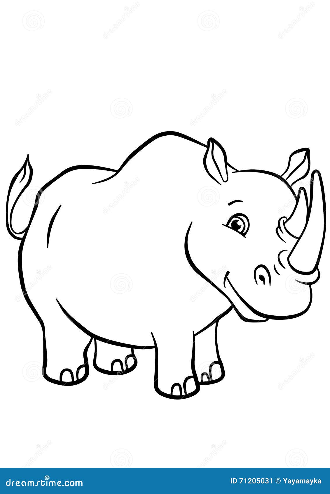 Coloring pages animals cute rhinoceros stock vector