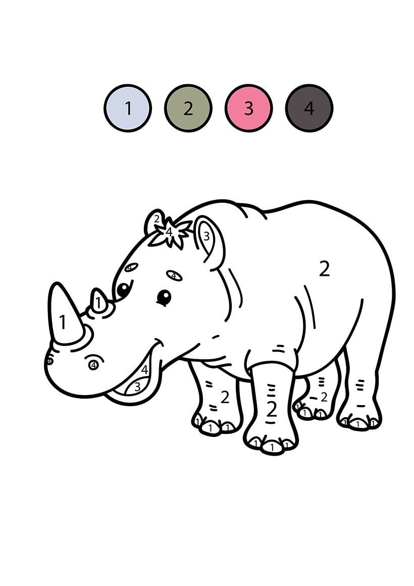 Free printable color by number coloring pages for preschool kids