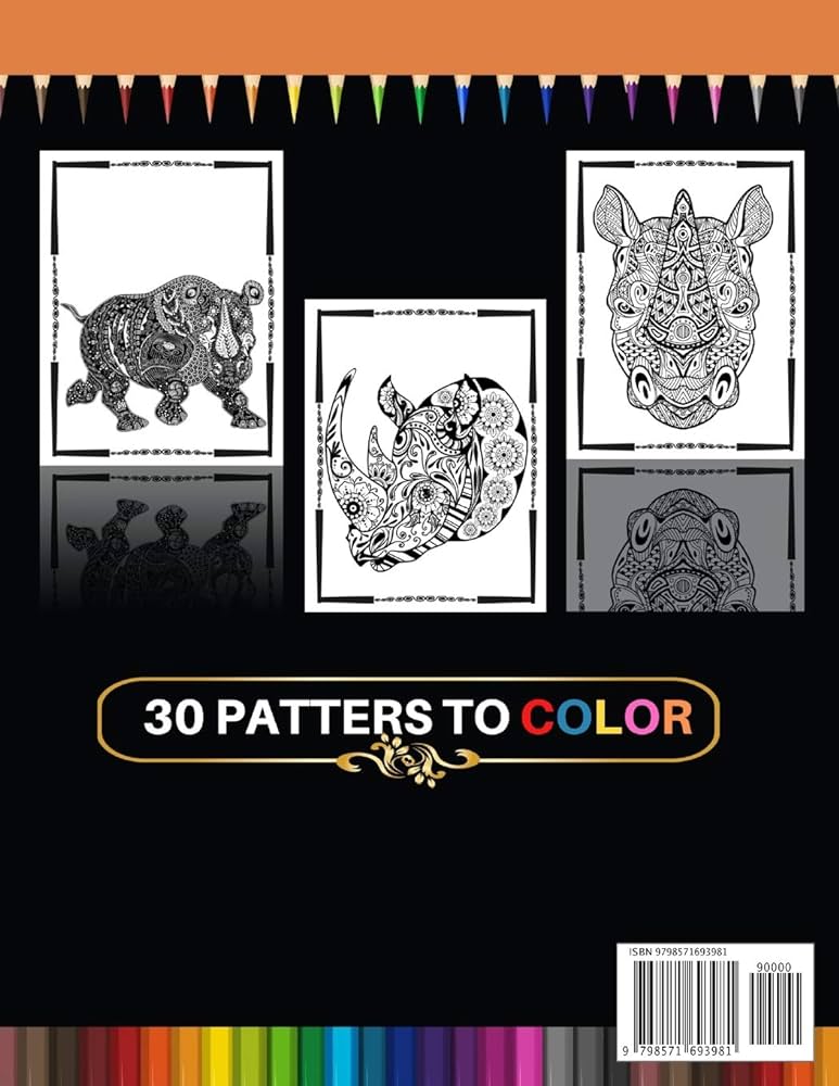Rhino coloring book new expanded a unique collection of coloring pages point print books
