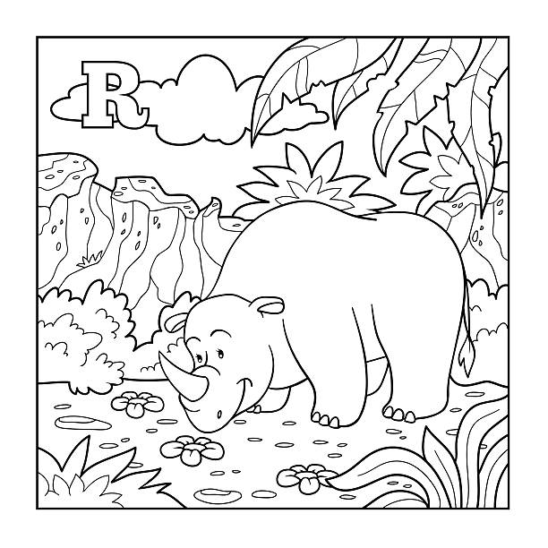 Rhino coloring page pictures stock illustrations royalty