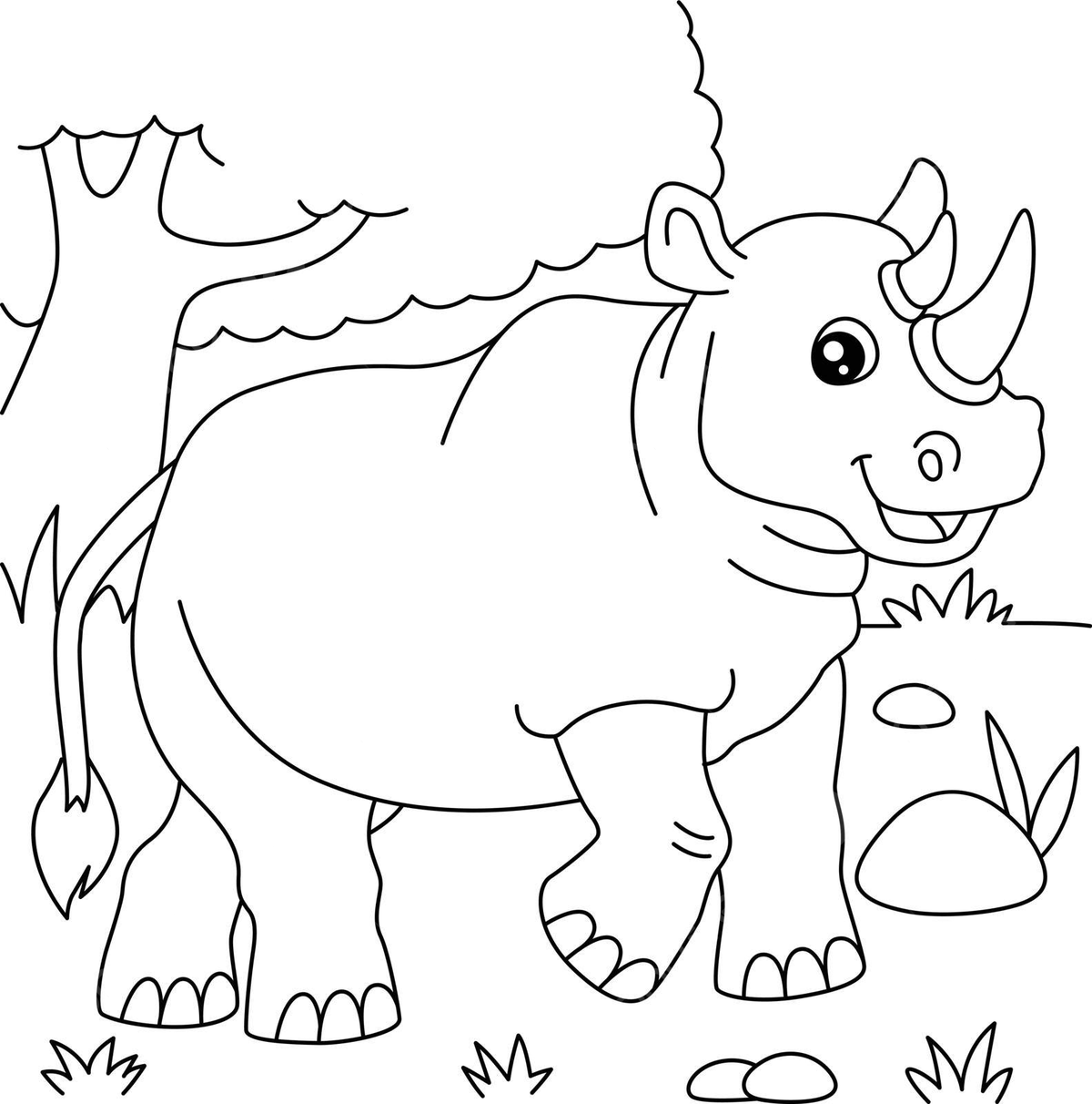 Rhinoceros coloring page for kids horned rhinoceros colouring vector horned rhinoceros colouring png and vector with transparent background for free download