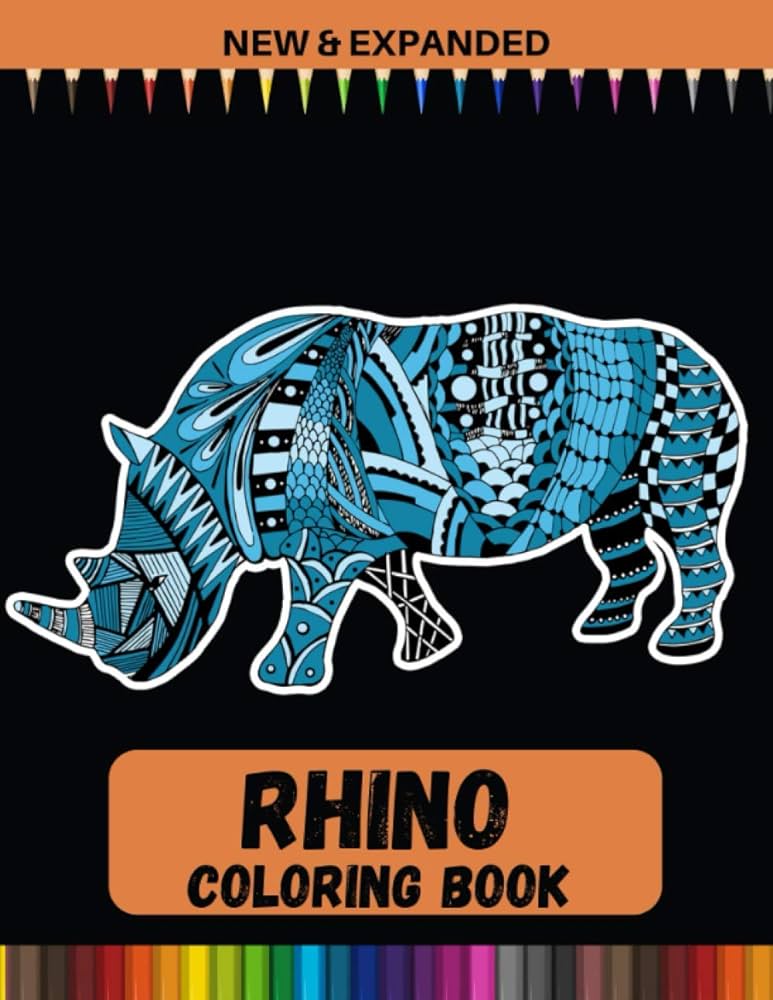Rhino coloring book new expanded a unique collection of coloring pages point print books