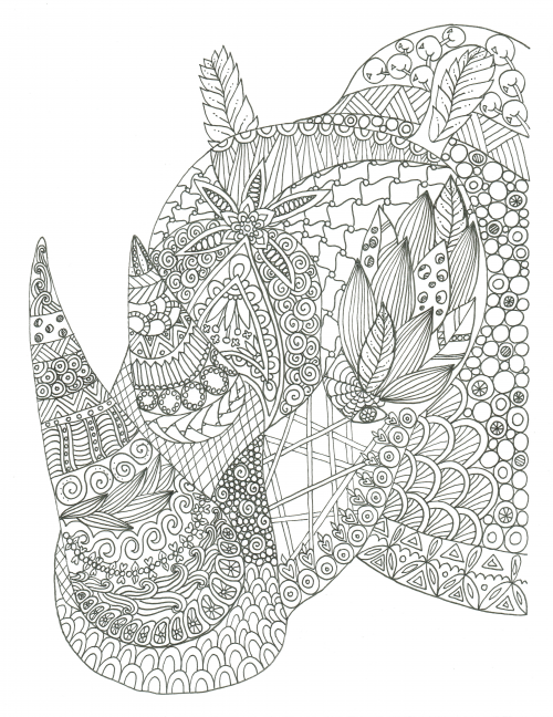 Free rhino adult coloring