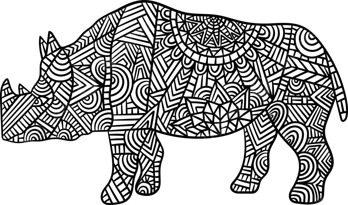 Rhinoceros mandala coloring pages for adults colouring rhino adult vector colouring rhino adult png and vector with transparent background for free download