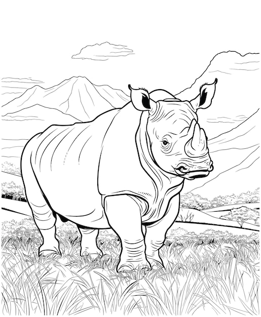 Premium vector rhinoceros coloring page illustrations amp vectors