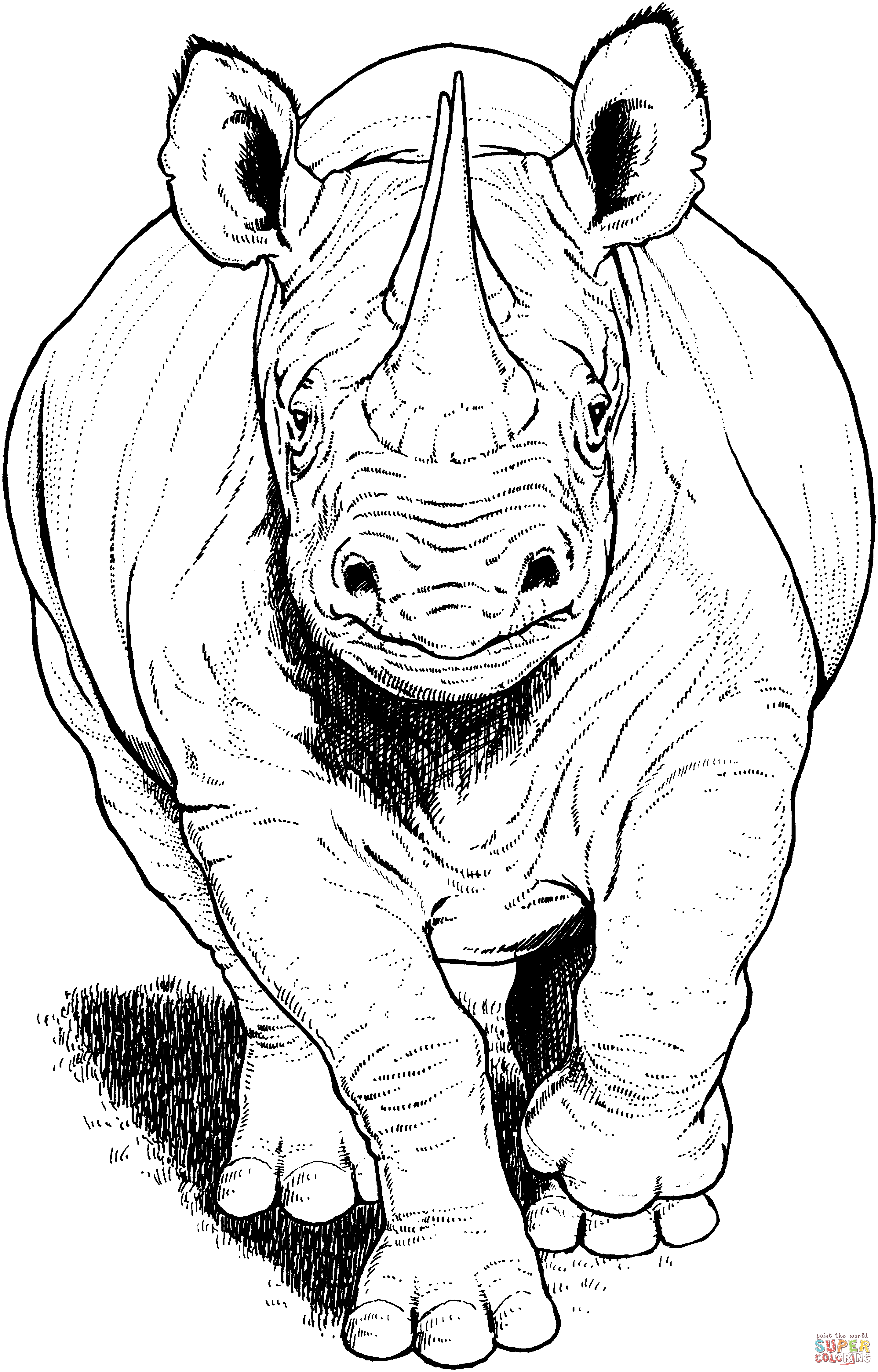 Black rhino running coloring page free printable coloring pages