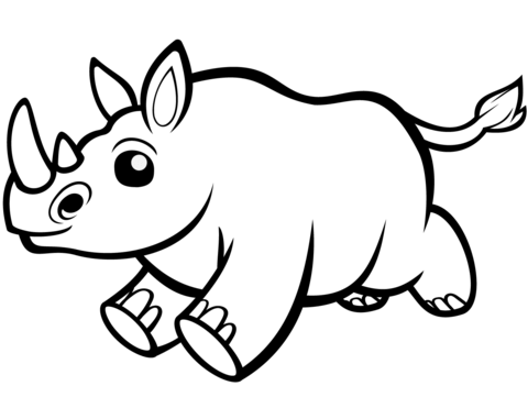 Cute baby rhino coloring page free printable coloring pages
