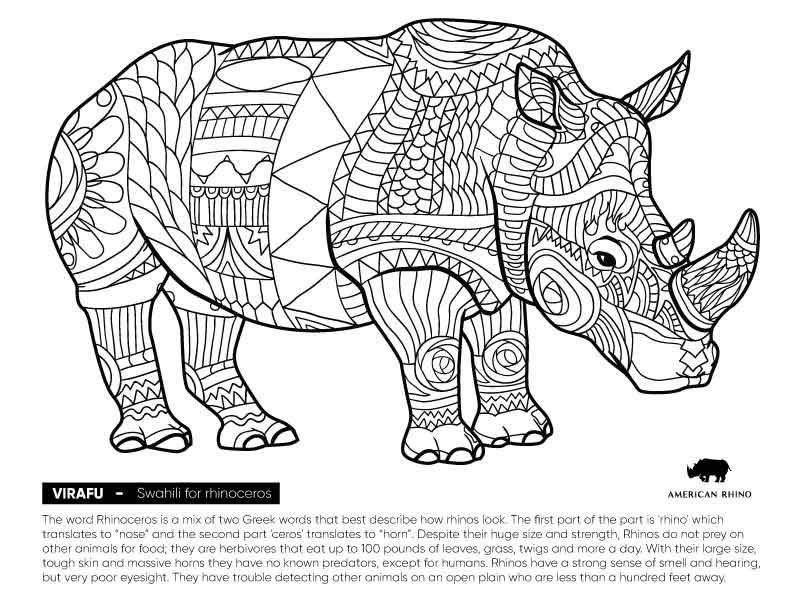 Wildlife coloring book â american rhino