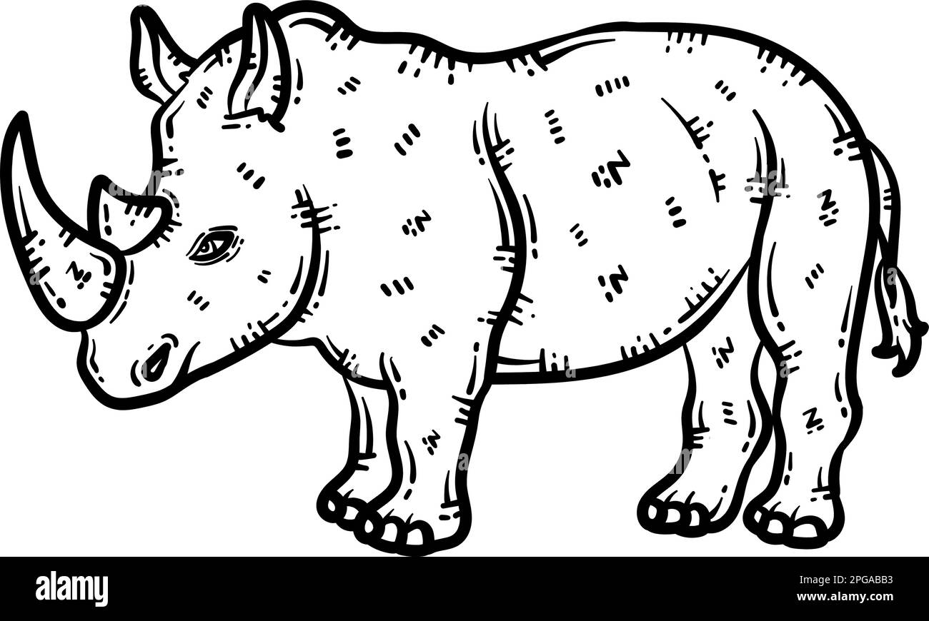 Rhino animal coloring page for adult stock vector image art