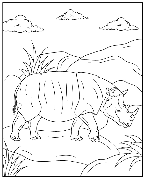 Indian rhinoceros coloring page sheet